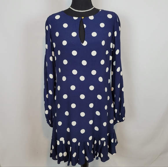 NEW - Sail to Sable Dress in Navy Blue with White Polka-dots, Size: 8 - Picture 1 of 4